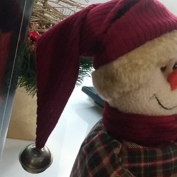 Classic Holiday Shelf Sitter Plush Snowman with Santa Hat & Sack 17" Tall Frosty - Picture 4 of 6